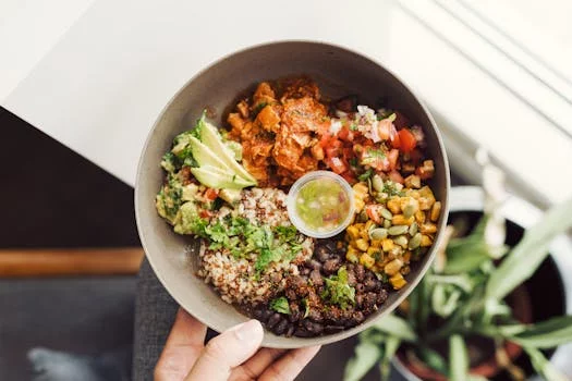 veggie quinoa bowl with roasted vegetables