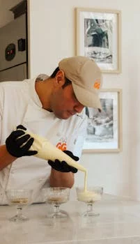 pastry chef preparing desserts